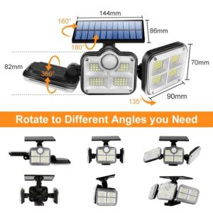 108/122/138/171 LED Solar Lights 3 Head Motion Sensor 270 Wide Angle Illumination Outdoor Waterproof Remote Control Wall Lamp Type Separation-108 SMD