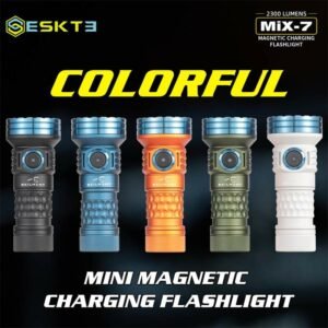 SKILHUNT MiX-7 Multicolor Flashlight with Built-in 18350 Lithium Battery - Affordable Reliable Outdoor Adventurers Camping Torch Design For Outdoor NiCHIA 519A Color Orange