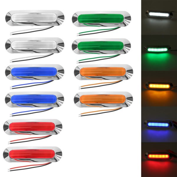 2PCS 12-24V 6 LED Side Marker Light Position Lamp For Car Truck Trailer Lorry Boats Color. Green