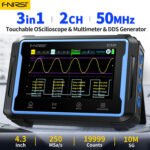 FNIRSI 2C53P Touch Screen 3in1 2CH 50MHz Oscilloscope 250Ms/S Signal Generator Portable Digital Oscilloscope Multimeter 19999 Counts