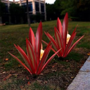 Anti-Rust Metal Led Tequila Agave Plant Lights Creative Metal Agave Solar Led Lights Tequila Outdoor Lawn Tequila Lights Color Red