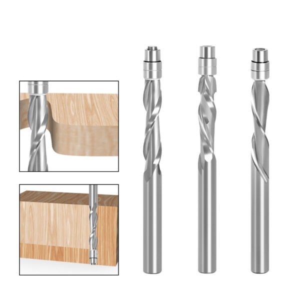 LAVIE 6mm 6.35mm Shank Solid Carbide Bearing Guided Two Flute Flush Trim Router Bits Woodworking Milling Cutters Z06AT3A Size 6.35mm shank up