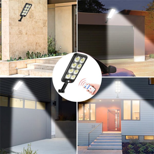 100/200LED COB Motion Sensor Solar Outdoor Light IP65 Waterproof Motion Sensor Security Light LED Solar Powered Motion Sensor Light Remote Control Warm/White for Patio Garage Yard LED Quantity 100LED