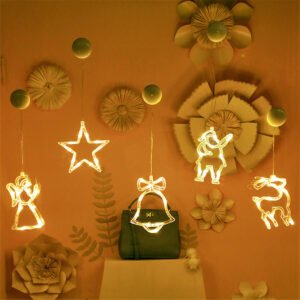 Battery Powered Christmas Festival Party Window Sucker LED Decorated Light Indoor Home Lamp Christmas Decorations Clearance Christmas Lights Style Bell