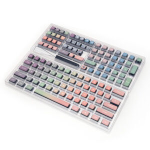 SKYLOONG GK7 126 Keys Mechanical Keyboard Keycaps Set Pink Rainbow-Black Transparent Jelly PBT Custom Keycap for Mechanical Keyboards
