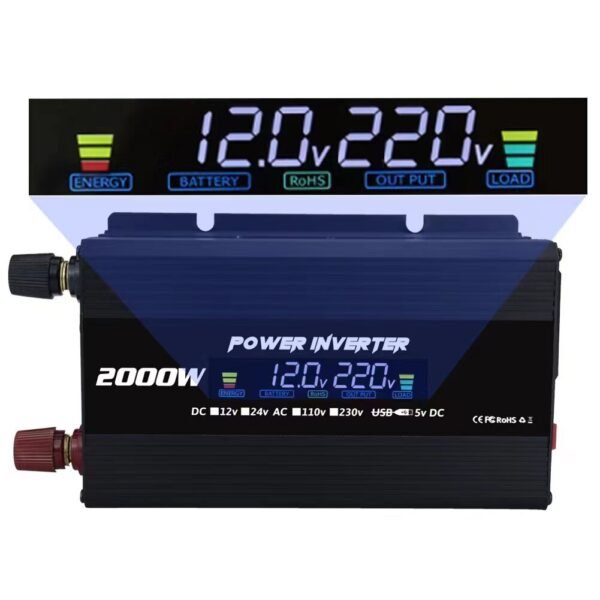 2000W Modified Sine Wave Inverter - Reliable Power for RVs and Boats with Overload Protection and USB Output Power&Voltage 2000w24v-110v