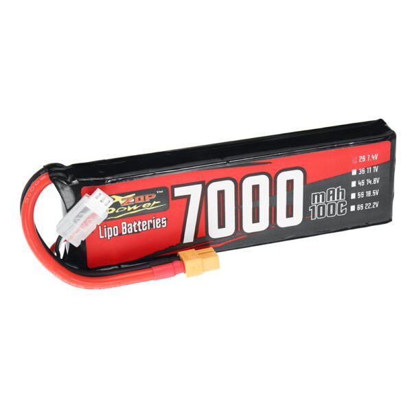 ZOP Power 7.4V 7000mAh 100C 2S 51.8Wh LiPo Battery XT60 Plug for RC Car