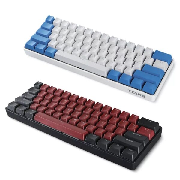 TMKB GK61 Mechanical Gaming Keyboard 61 Keys Full-Key Programmable PBT Translucent Keycaps Dual-Mode bluetooth 5.1 Type-C Wired Hot Swappable Blue/Brown/Black/White Gateron Switch RGB Backlit 60% Compact Keyboard Switch Red Switch Color Black