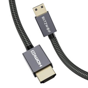 BlitzWolf BW-HDC4 4K 18Gbps Mini HD to HD Cable 1.2m with HD 2.0 4K*2K@60H 18Gbps Transfer PP Braided Jacket Tinned Copper Wire 1.2M Length 1.2M