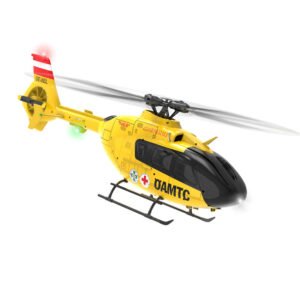 YXZNRC F06 2.4G 6CH 1:36 EC135 Scale Yellow Fuselage Flybarless RC Helicopter RTF Battery Quantity with 2 Batteries