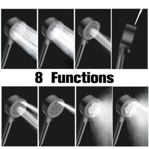 High Pressure 8 Modes Boosted Shower Head Portable Rainfall Hoses Bathroom Bracket Bathroom Sets