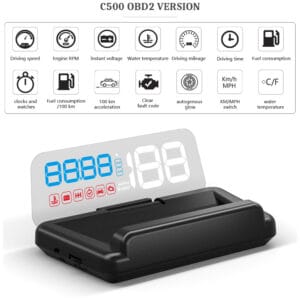 GEYIREN C500 Auto OBD2 HUD Head-Up Display EOBD Windshield Car Speedometer Projector Digital  For All Car