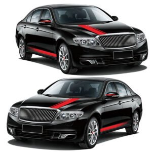 5pcs Car Side Body Stickers Stripe Vinyl Hood Decals Rear View Mirror Vinyl Decoration Color White