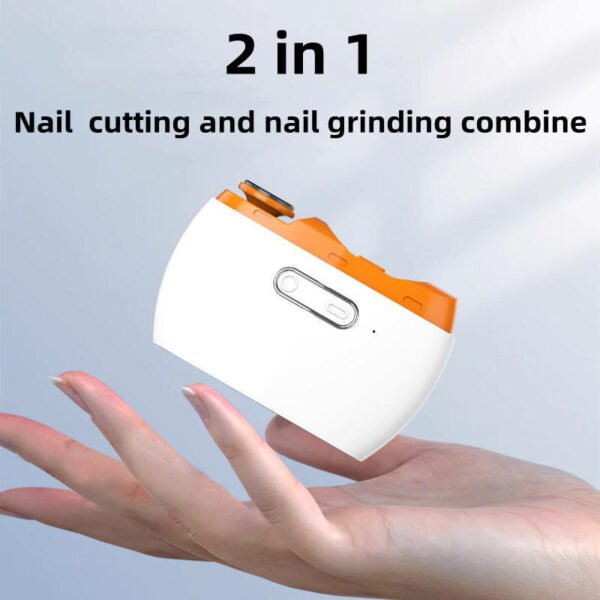 2-in-1 USB Rechargeable Electric Nail Cutter and Polisher Lightweight and Portable ABS Material Nail Trimmer Suitable for Adults and Babies Type-C USB Power Supply 500MAH Li-ion Battery