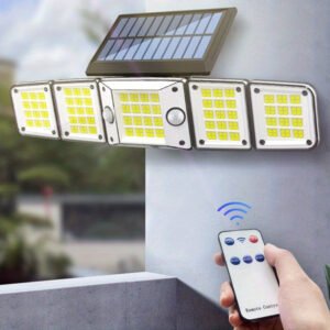 Solar Outdoor Lights Motion Sensor LED Flood Light 280LED 3500 Lumen 3 Modes Waterproof Solar Security Lights With Remote Control Exterior 5 Heads Wall Light