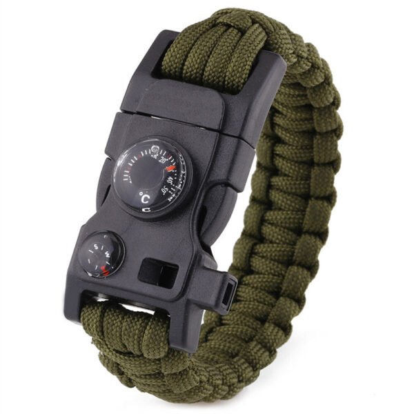 Multi-Functional Survival Paracord Bracelet with Fire-Stone High Precision Mini Compass and Survival Whistle Everyday Wear with Outdoor Identity 3.2m 7-Core Portable for Wilderness Survival Emergency Color. Black