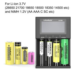 LiitoKala Lii-M4 4slot 5V 2A 18650 Charger LCD Display Universal Smart Charger Test Capacity 26650 18650 21700 AA AAA Battery Charger