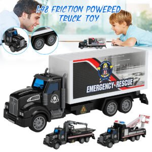 1: 48 Black Obstacle Removal Trailer / Flatbed Vehicle / Transport Vehicle Flat Head Return Environmental Sanitation Vehicle NO. 1