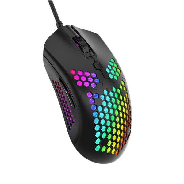 ZIYOULANG M5 Wired Game Mouse Breathing RGB Colorful Hollow Honeycomb Shape 12000DPI Gaming Mouse USB Wired Gamer Mice for Desktop Computer Laptop PC Color Black