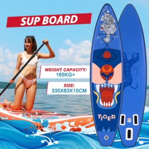[EU Direct] FunWater Inflatable Stand Up Paddle Board Surfboard 335x83x15CM Maximum Load 165KG+ Complete Paddleboard Accessories Adjustable Paddle, Pump, ISUP Travel Backpack, Leash, Waterproof Bag, Adult Paddle Board  SUPFR17B