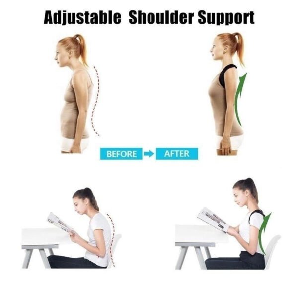 Adjustable Back Support Invisible Shoulder Posture Corrector Unisex Spine Neck Health Correction Belt for Home Office Sport Color Black