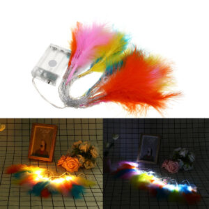 2.3M 0.6W Battery Powered 20LED Colorful Feather String Fairy Holiday Light Christmas Decor DC4.5V Color. Warm White