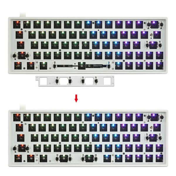 SKYLOONG GK64X GK64XS Keyboard Kit RGB Hot Swappable 60% Programmable bluetooth Wired Case Customized Kit PCB Mounting Plate Case with Replacable Space Key Version Wired Color Black