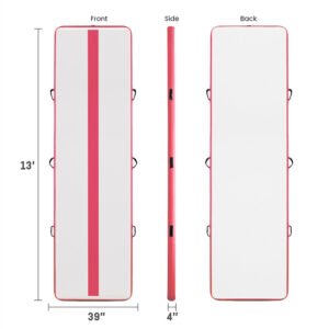 [EU Direct] Funwater 13ft Inflatable Air Gymnastic Mat, 4 inches Thickness Air Tumble Track with Electric Air Pump,Dubrable Material Air Mat for Home Use/Training/Cheerleading/Yoga/Water