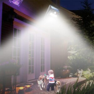 2-in-1 Solar Mosquito And Motion Sensor LED Light Outdoor Induction Wall Lamp Electric Insect Fly For Backyard Patio Camping Color Black