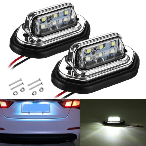 2PCS 10-30V 12V 24V 6 SMD LED License Plate Tag Lights Lamps For Boat Truck SUV Trailer Truck Trailer VAN Caravan Universal Color. Black