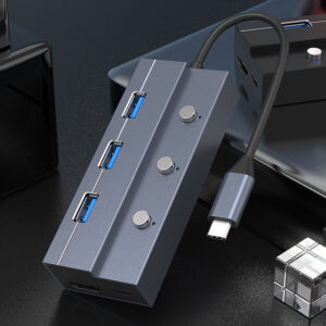 5-in-1 USB Type-C Hub Docking Station USB Adapter with USB3.0*3/PD USB-C/HDMI-Compatible Port for PC Laptop TV Huawei Xiaomi
