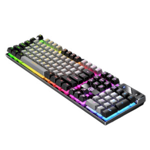 YINDIAO K500 104 Keys Wired Gaming Keyboard Mechanical-Feel Keycaps RGB Backlit USB E-sports Gamer Keyboards for PC Laptop Computer Color Grey