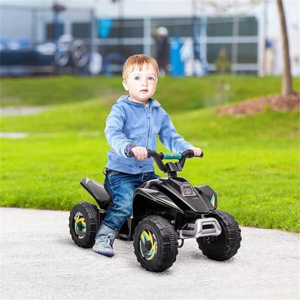 [EU Direct] ELJET Licenced 6V Kids ATV Ride on 4-Wheeler Car Electric Quad Toy Battery Powered Vehicle with Forward Reverse Switch for 3-5 Years Kids Gift Color Black