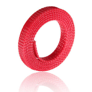 1M 8mm Braided Expandable Wire Gland Sleeving High Density Sheathing Color. Light Red