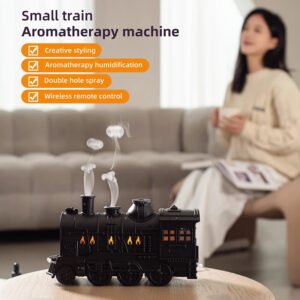 300ml Train Air Humidifier with Remote Control Ultrasonic Aromatherapy Diffusers Mist Maker Fragrance Essential Oil Aroma Difusor Type With Remote Controller Color Black
