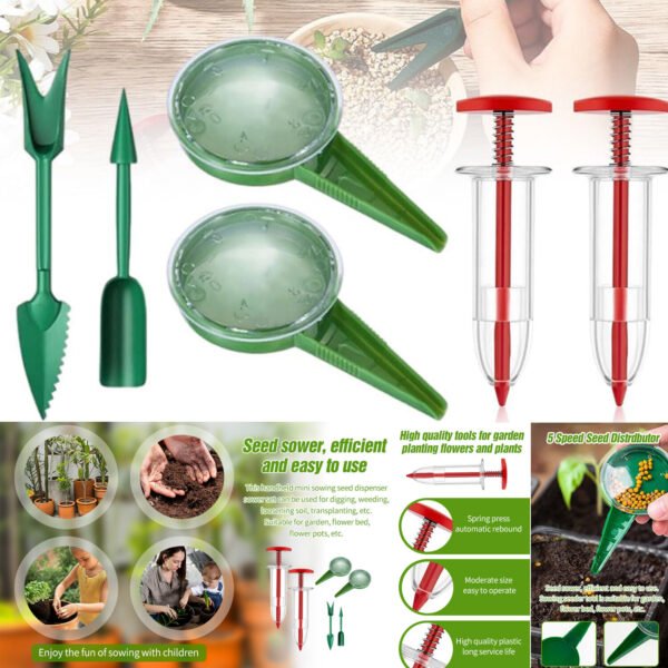 6 PCS Mini Seed Spreader Mini Sowing Seed Dispenser Small Seed Planter Tool Manual Seedlings Dibber and Widger Set Seed Sower Spreader Handheld for Tiny Seeds