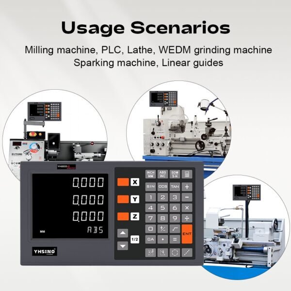 YH200 Digital Display KA300 3 Axis Grating Ruler Suite Compatible with Milling Machine PLC Lathe High Precision Stable Measurement with Large Display and Imported NSK Bearings for Optimal Performance Size 170+470+620mm