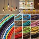 1m Vintage Colored DIY Twist Braided Fabric Flex Cable Wire Cord Electric Light Lamp Color. Black