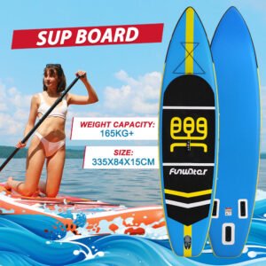 [EU Direct] FunWater Inflatable Stand Up Paddle Board Surfboard 335x84x15cm Ultra-Light for All Levels with 10L Dry Bag Travel Backpack SUPFW03B