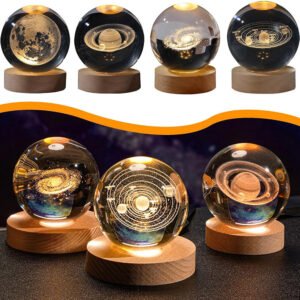 3D Crystal Ball Night Light With Led Wooden Lamp Base Bedside Light Home Decor Christmas Gift Night Lamp Style #1