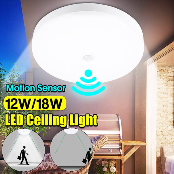 12W 18W Intelligent Motion Sensor LED Ceiling Light Non-dimmable Home Fixture Detective Lamp AC220V Watt 12W