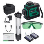 MUSTOOL 3D Green Auto Laser Level 12 Lines 360 Horizontal & Vertical Cross Build Tool Measuring Tools with 2 Batteries Type Only Laser Level