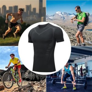 TENGOO Tight Sports Shirt Shaping Shirts Quick Drying Polyester Multifunctional Comfortable T-Shirts for Running Hiking Fashing Body Building Workout Size L