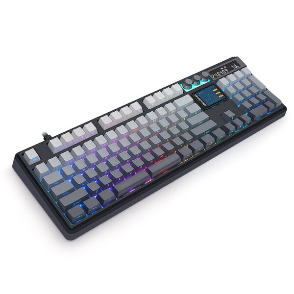 SKYLOONG GK104 Pro Tri-mode Mechanical Keyboard with Dual Screen Display 3 Knobs Hot-Swappable RGB Gasket Structure KTT Switch 2.4G/bluetooth 5.1/Wired Gaming Keyboard Switch Silver Switch Color Red