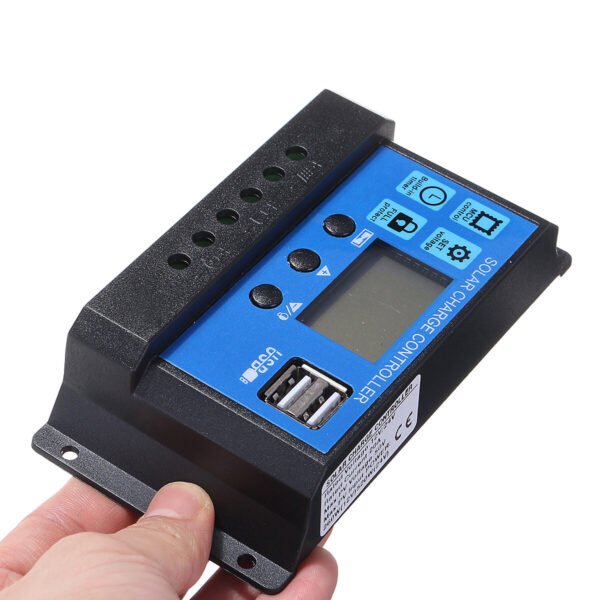 10A/20A/30A 12/24V LCD Display Photovoltaic Solar Controller with Dual USB Ports Ampere 10A