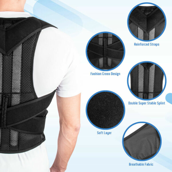 Y005 Adjustable Back Support Comfort Breathable Posture Shoulder Spine Corrector for Home Office Sport Size 2XL