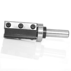 1/2 Inch 12mm Shank 3 Flutes Carbide Insert Flush Trim Router Bit Pattern Bit Top and Bottom Bearing Template Flush Cut Router Bit 1-1/8" / 28.6mm Cutting Diameter for Wood Trimming Size 1/2 Inch Shank Top Bearing