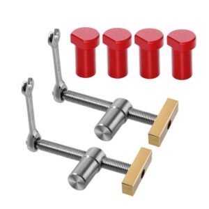 19mm/20mm 2PCS Woodworking Desktop Clip with 4 PCS Dog Holes Stop Fast Fixed Dog Hole Clip Clamp Brass Stainless Steel Fixture Vise Benches Joinery Carpenter Tool TYPE- Red 19mm tenon