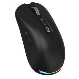 M131 AI Smart Voice Mouse Dual Mode Wireless bluetooth Speech to Text Mice with LED Power Display RGB Light 5000DPI Voice Controlled Translation for Office Home Latop Voice Typing Mouse Color Black
