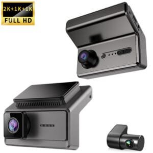 3-Camera 12V Car Driving Recorder DVR 1440P+1080P+1080P Car Dash Cam Super Night Vision WIFI 24-Hour Parking Monitoring